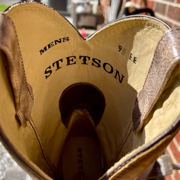 Like NEW! STETSON HANDMADE MEN’S COWBOY BOOTS SIZE 9 EE - Picture 8 of 8
